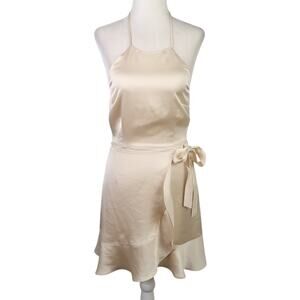 Abercrombie & Fitch cream silky satin wrap style mini dress XS